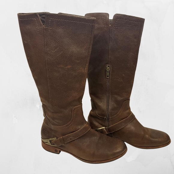 UGG Shoes - UGG Leather Riding Boots Women’s 8 Brown Tall Harness Zip Equestrian